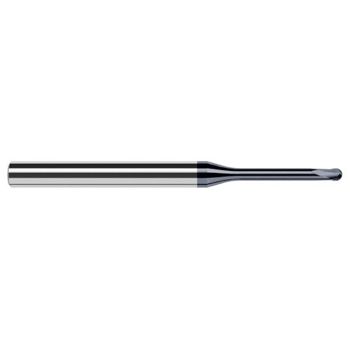 ‎0.04″ Dia. × 1/4″ Shank × 0.032″ DOC × 2-1/2″ OAL, Carbide AlTiN, 2 Flute, Ballnose End Mill - Exact Industrial Supply