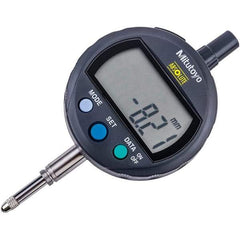 Mitutoyo - 0 to 12.7mm Range, 0.001mm Graduation, Electronic Drop Inidicator - Flat Back, 0.02mm Accuracy, LCD Display, Metric - Americas Industrial Supply