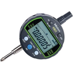 Mitutoyo - 0 to 1/2" Range, 0.00005, 0.0001 & 0.0005" Graduation, Electronic Drop Inidicator - Flat Back, 0.0001" Accuracy, LCD Display, Inch & Metric - Americas Industrial Supply