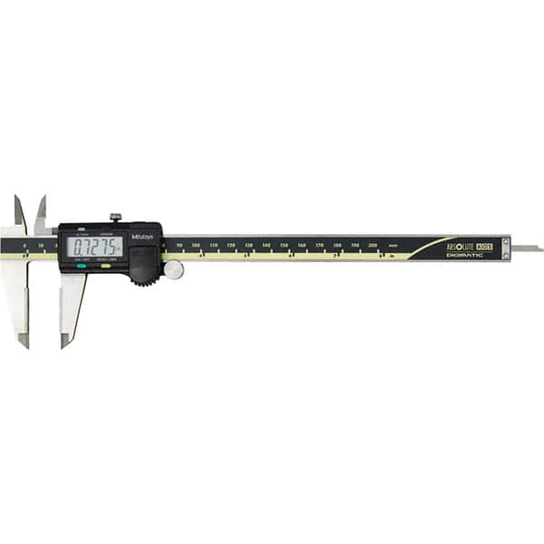 Mitutoyo - 0 to 8" Range 0.01mm Resolution, Electronic Caliper - Steel with 50mm Carbide-Tipped Jaws, 0.001" Accuracy, SPC Output - Americas Industrial Supply