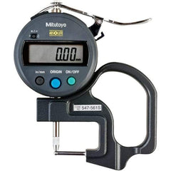 Mitutoyo - 0mm to 12mm Measurement, 0.01mm Resolution Electronic Thickness Gage - Accurate up to 0.001", 1.5 N Measuring Force - Americas Industrial Supply