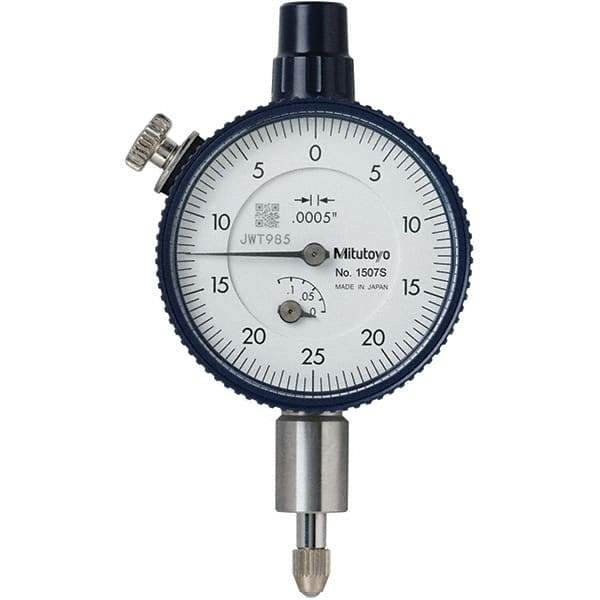 Mitutoyo - 1/8" Range, 0-25-0 Dial Reading, 0.0005" Graduation Dial Drop Indicator - 40mm Dial, 0.05" Range per Revolution, 0.0005" Accuracy, Revolution Counter - Americas Industrial Supply