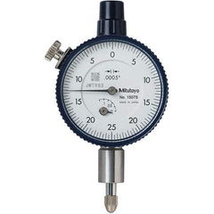 Mitutoyo - 1/8" Range, 0-25-0 Dial Reading, 0.0005" Graduation Dial Drop Indicator - 40mm Dial, 0.05" Range per Revolution, 0.0005" Accuracy, Revolution Counter - Americas Industrial Supply