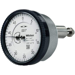 Mitutoyo - 0.2" Range, 0-50 Dial Reading, 0.001" Graduation Dial Drop Indicator - 40mm Dial, 1/2" Range per Revolution, 0.001" Accuracy, Revolution Counter - Americas Industrial Supply