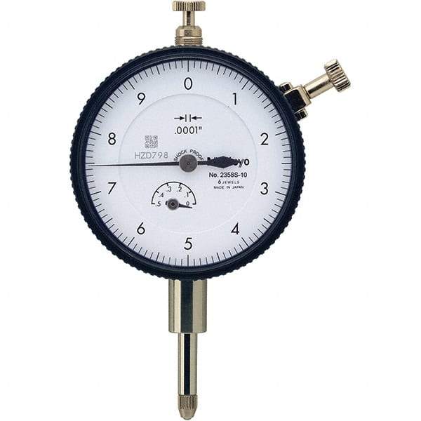 Mitutoyo - 1/2" Range, 0-10 Dial Reading, 0.0001" Graduation Dial Drop Indicator - 57mm Dial, 0.01" Range per Revolution, 0.0001" Accuracy, Revolution Counter - Americas Industrial Supply