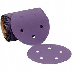 3M - 5" Diam, 400 Grit Ceramic Adhesive PSA Disc - Super Fine Grade, Purple, Polyester Backing, Flexible, 12,000 Max RPM, Use with Random Orbital Sanders - Americas Industrial Supply