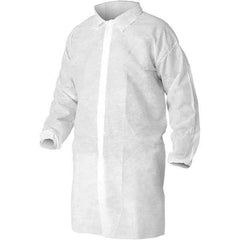 KleenGuard - 3XL, White Lab Coat - SMMMS Material, Snap Front, Elastic Cuffs - Americas Industrial Supply