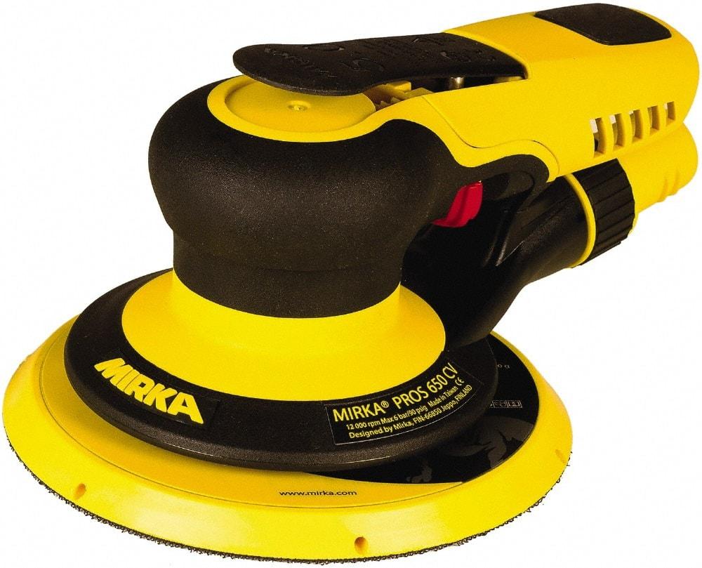 Mirka - 12,000 RPM, 485 LPM Air Consumpion, Random Air Orbital Sander - Round Pad, Hook & Loop Backing, 1/4 NPT Inlet - Americas Industrial Supply