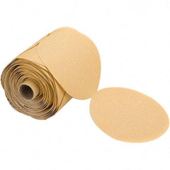 Mirka - 5" Diam, 80 Grit Aluminum Oxide Adhesive PSA Disc - Gold, C Weighted Backing, Flexible, 12,000 Max RPM, Use with Random Orbital Sanders - Americas Industrial Supply