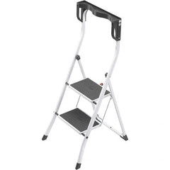 Hailo - 2 Steps, 3' 6" High, EN14183 Rating, Tubular Steel Step Ladder - 330 Lb Capacity, 18-29/32" Base Width - Americas Industrial Supply