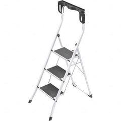 Hailo - 3 Steps, 4' 3" High, EN14183 Rating, Tubular Steel Step Ladder - 330 Lb Capacity, 18-29/32" Base Width - Americas Industrial Supply
