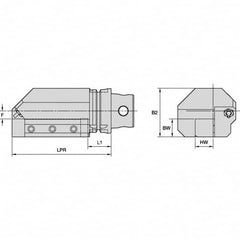 Kennametal - Right Hand Cut, KM4X63 Modular Connection, Square Shank Lathe Modular Clamping Unit - 31.95mm Square Shank Length, 63mm Square Shank Diam, 171.95mm OAL, Through Coolant, Series KM4X63 - Exact Industrial Supply