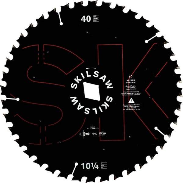 Skilsaw - 10-1/4" Diam, 1" Arbor Hole Diam, 40 Tooth Wet & Dry Cut Saw Blade - Cermet-Tipped, Cutoff Action, Diamond Arbor - Americas Industrial Supply