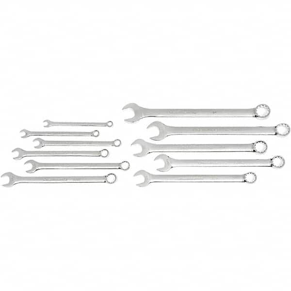 GearWrench - 11 Piece, 3/8" to 1", 12 Point Ratcheting Combination Wrench Set - Inch Measurement Standard, Chrome Finish, Comes in Nylon Roll - Americas Industrial Supply