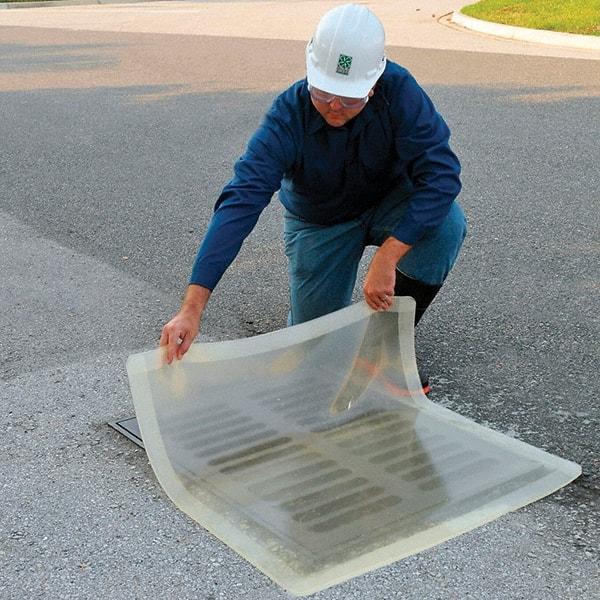 UltraTech - 58" Long x 3' Wide, Polyurethane/Mesh Drain Seal - Clear, Use for Spill Response - Americas Industrial Supply