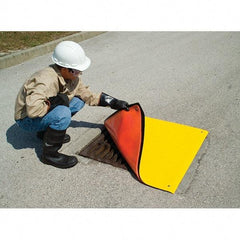 UltraTech - 58" Long x 3' Wide, Polyurethane/Mesh Drain Seal - Orange/Yellow, Use for Spill Response - Americas Industrial Supply