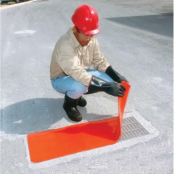 UltraTech - 58" Long x 15' Wide, Polyurethane/Mesh Drain Seal - Orange, Use for Spill Response - Americas Industrial Supply