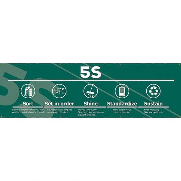 NMC - Banners Message Type: Safety Reinforcement & Motivational Legend: 5s Sort Set In Order Shine Standardize Sustain - Americas Industrial Supply