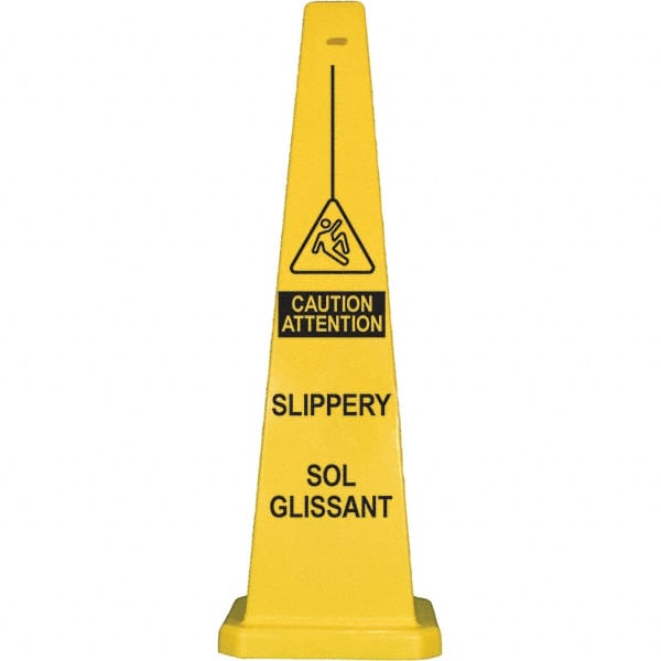 PRO-SAFE - Wet Floor, 12" Wide x 36" High, Polypropylene Cone Floor Sign - Americas Industrial Supply