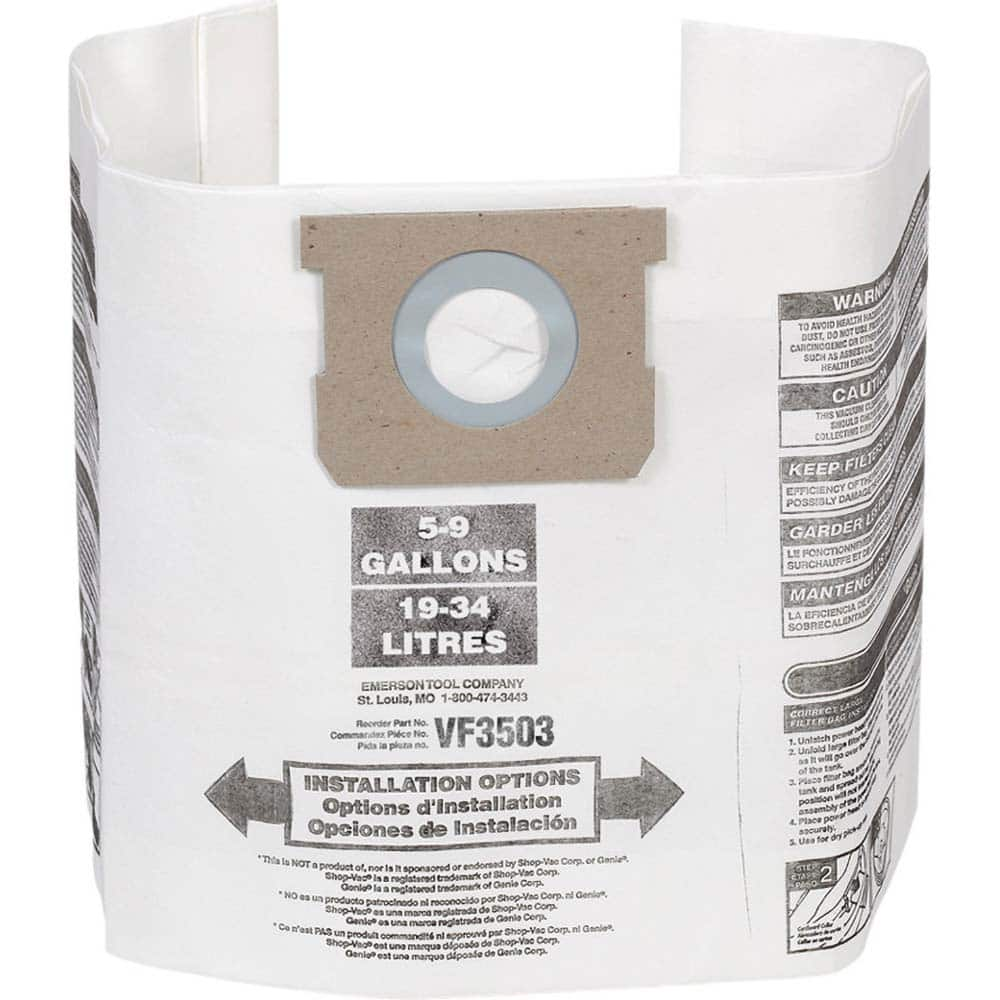 Ridgid - Vacuum Cleaner Bags Bag Type: Dust Collection Bag Vacuum Tank Capacity: 10.00 Gal - Americas Industrial Supply