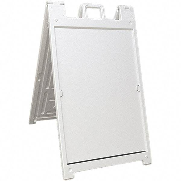 NMC - 24" Wide x 36" High Sign Compatiblity, Rigid Plastic Square Floor Sign Holder - White, 45" Holder Height - Americas Industrial Supply