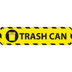 NMC - Trash Can, Anti-Skid Pressure-Sensitive Vinyl Floor Sign - Rectangle, Black on Yellow, Adhesive Backed, For Restroom, Janitorial & Housekeeping - Americas Industrial Supply