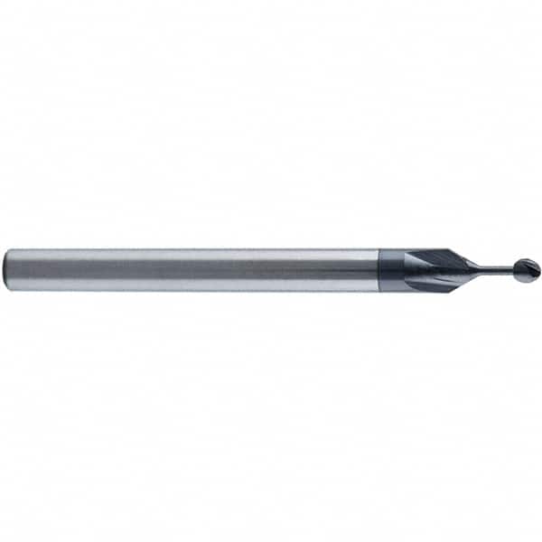 Accupro - 1/2" Diam, 0.466" LOC, 4 Flute Solid Carbide Ball End Mill - nACo Finish, Single End, 4" OAL, 1/2" Shank Diam, Undercutting - Americas Industrial Supply