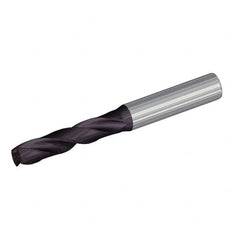 Kennametal - 6.1mm 180° Spiral Flute Solid Carbide Screw Machine Drill Bit - TiAlN Finish, Right Hand Cut, 34mm Flute Length, 79mm OAL, Straight Shank, Through Coolant - Americas Industrial Supply