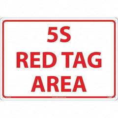 NMC - "5S Red Tag Area", 14" Long x 20" Wide, Rigid Plastic Safety Sign - Rectangular, Use for Workplace/Safety - Americas Industrial Supply