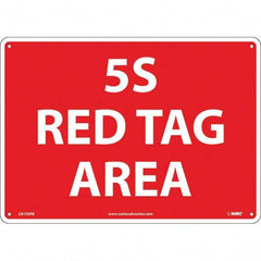 NMC - "5S Red Tag Area", 10" Long x 14" Wide, Rigid Plastic Safety Sign - Rectangular, Use for Workplace/Safety - Americas Industrial Supply