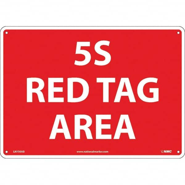 NMC - "5S Red Tag Area", 10" Long x 14" Wide, Aluminum Safety Sign - Rectangular, Use for Workplace/Safety - Americas Industrial Supply