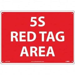 NMC - "5S Red Tag Area", 10" Long x 14" Wide, Aluminum Safety Sign - Rectangular, Use for Workplace/Safety - Americas Industrial Supply