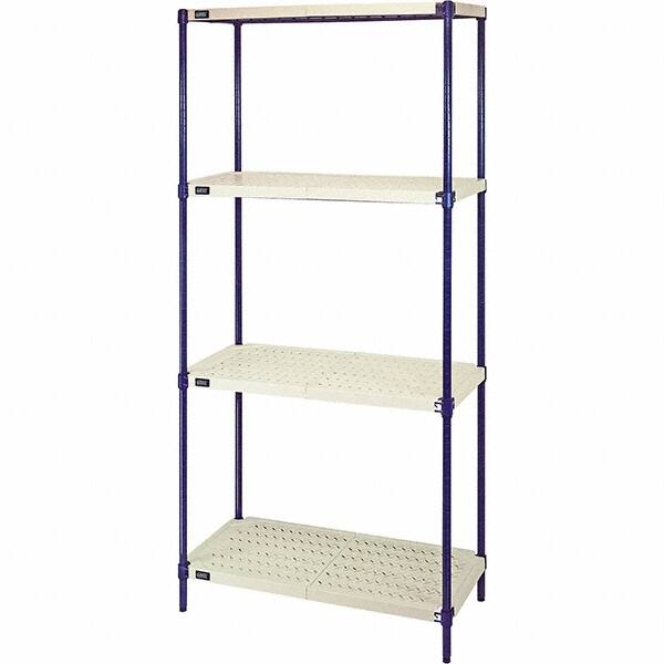 Quantum Storage - 72" High x 24" Wide x 36" Deep, 4 Shelf Ventilated Structural Open Plastic Shelving with Legs - Blue/White, 600 Lb Capacity - Americas Industrial Supply