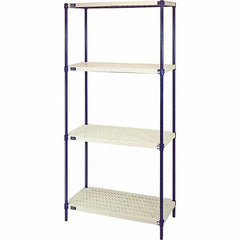 Quantum Storage - 72" High x 24" Wide x 36" Deep, 4 Shelf Ventilated Structural Open Plastic Shelving with Legs - Blue/White, 600 Lb Capacity - Americas Industrial Supply