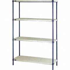 Quantum Storage - 72" High x 18" Wide x 48" Deep, 4 Shelf Ventilated Structural Open Plastic Shelving with Legs - Blue/White, 600 Lb Capacity - Americas Industrial Supply