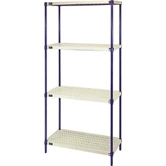 Quantum Storage - 72" High x 24" Wide x 30" Deep, 4 Shelf Ventilated Structural Open Plastic Shelving with Legs - Blue/White, 600 Lb Capacity - Americas Industrial Supply