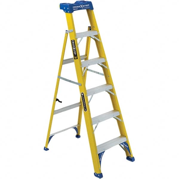 Louisville - 3 Steps, 4' High, Type I Rating, Fiberglass Step Ladder - Americas Industrial Supply