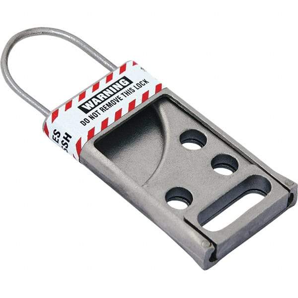 NMC - Single Jaw, 2" Jaw Diam, 6 PadLocks, Stainless Steel Lockout Hasp - Slide, 3-1/2" Long x 2-1/2" Wide, Gray - Americas Industrial Supply