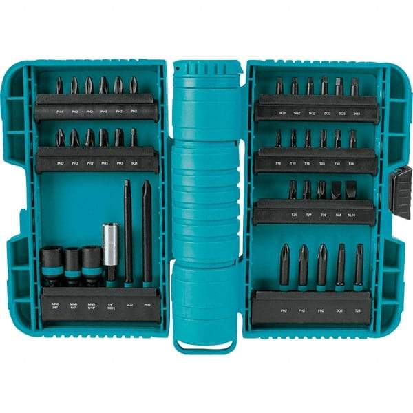 Makita - Power Bit, Insert Bit & Nut Driver Set - 1/4 to 3/8" Hex, #2, 1/4", 3/8" Drive, Phillips, Slotted, Torx, Square Point - Americas Industrial Supply