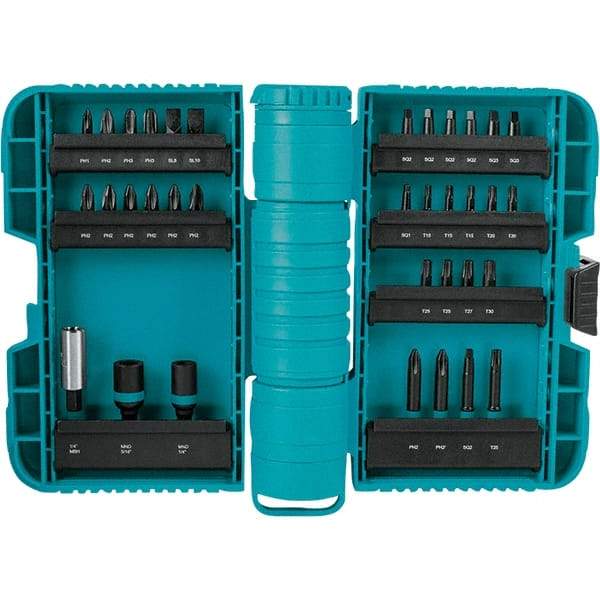 Makita - Power Bit, Insert Bit & Nut Driver Set - 1/4" Hex, #2, 1/4" Drive, Phillips, Slotted, Torx, Square Point - Americas Industrial Supply