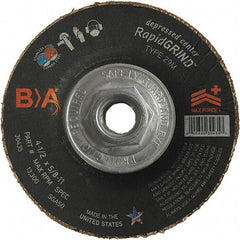 BULLARD - 50 Grit, 5" Wheel Diam, 1/8" Wheel Thickness, Type 29 Depressed Center Wheel - Coarse Grade, Ceramic, 12,200 Max RPM, Compatible with Angle Grinder - Americas Industrial Supply