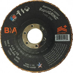 BULLARD - 36 Grit, 4-1/2" Wheel Diam, 1/8" Wheel Thickness, 7/8" Arbor Hole, Type 29 Depressed Center Wheel - Coarse/Extra Coarse Grade, Ceramic, 13,300 Max RPM, Compatible with Angle Grinder - Americas Industrial Supply
