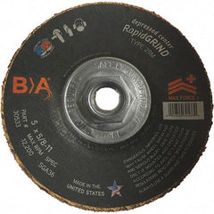 BULLARD - 36 Grit, 5" Wheel Diam, 1/8" Wheel Thickness, Type 29 Depressed Center Wheel - Coarse/Extra Coarse Grade, Ceramic, 12,200 Max RPM, Compatible with Angle Grinder - Americas Industrial Supply