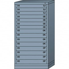 Lyon - 15 Drawer, Standard Eye-Level - Single Drawer Access Cabinet - Steel, 30" Wide x 28-1/4" Deep x 59-1/4" High, Dove Gray - Americas Industrial Supply