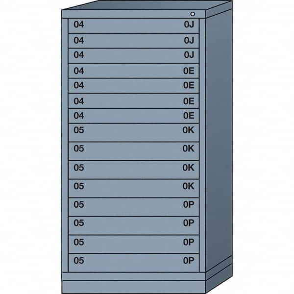 Lyon - 15 Drawer, Standard Eye-Level - Multiple Drawer Access Cabinet - Steel, 30" Wide x 28-1/4" Deep x 59-1/4" High, Dove Gray - Americas Industrial Supply
