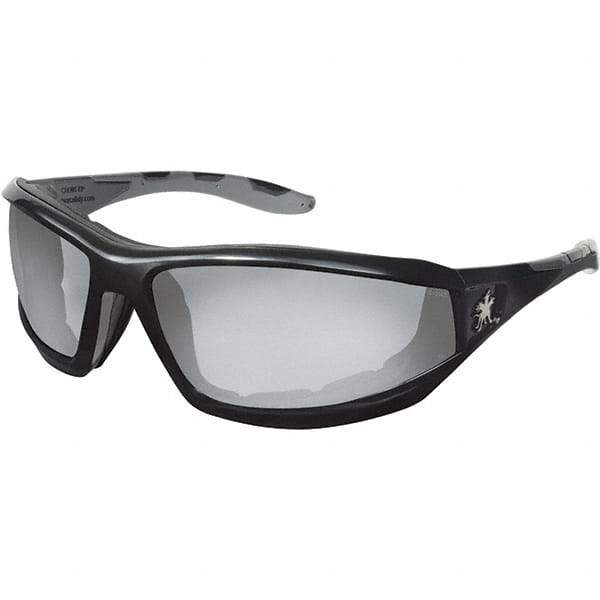 MCR Safety - Indoor/Outdoor Clear Mirror Lenses, Framed Safety Glasses - Anti-Fog, Scratch Resistant, Black Polycarbonate Frame, Size Universal, Wrap Around - Americas Industrial Supply