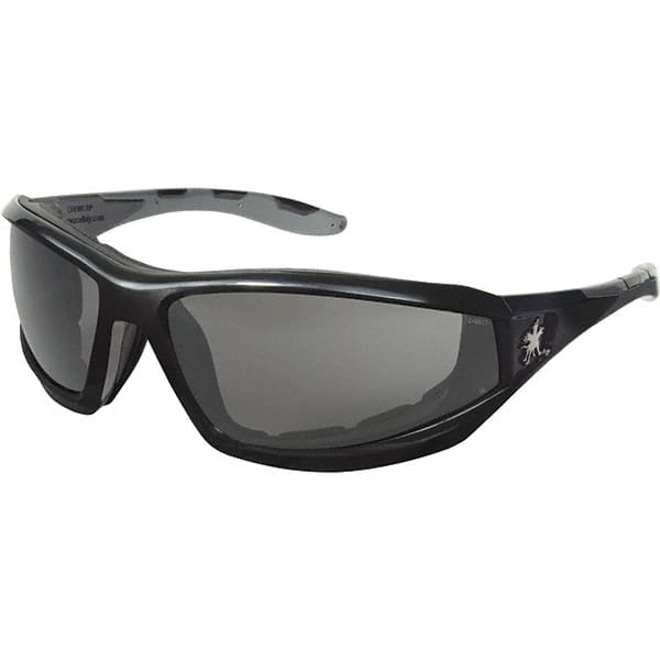 MCR Safety - Gray Lenses, Framed Safety Glasses - Anti-Fog, Scratch Resistant, Black Polycarbonate Frame, Size Universal, Wrap Around - Americas Industrial Supply