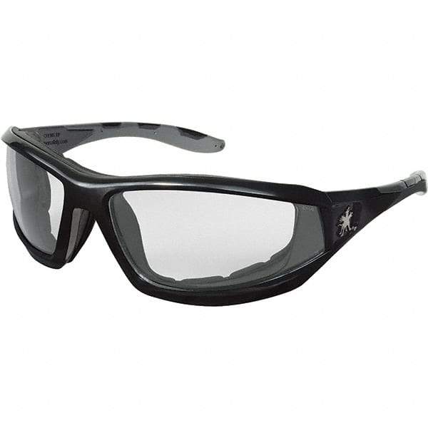 MCR Safety - Clear Lenses, Framed Safety Glasses - Anti-Fog, Scratch Resistant, Black Polycarbonate Frame, Size Universal, Wrap Around - Americas Industrial Supply