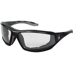 MCR Safety - Clear Lenses, Framed Safety Glasses - Anti-Fog, Scratch Resistant, Black Polycarbonate Frame, Size Universal, Wrap Around - Americas Industrial Supply