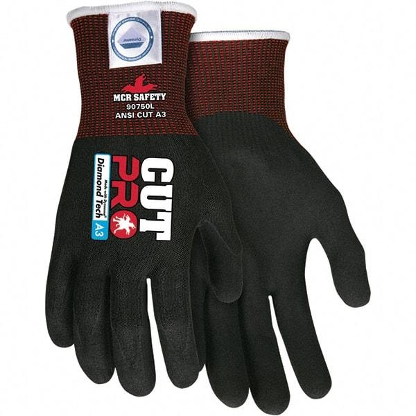 MCR Safety - Size 2XL, ANSI Cut Lvl A3, Nitrile Coated Dyneema or Dyneema Alternative Cut Resistant Gloves - Palm & Fingers Coated, Dyneema Lining, Knit Wrist, Black, Paired - Americas Industrial Supply